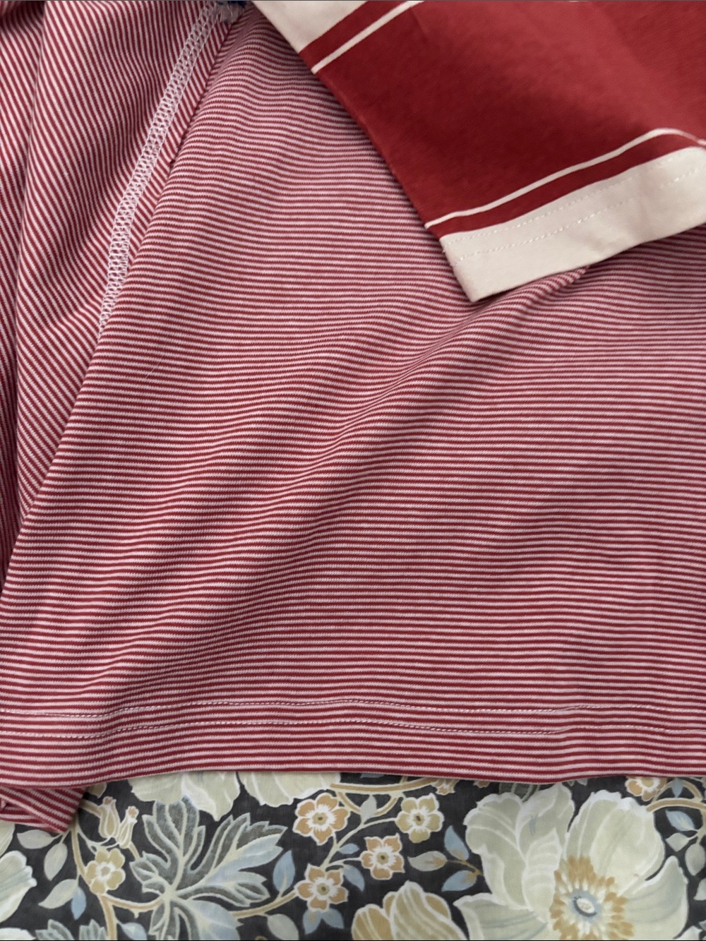 Three Bird Nest Dusty Rose Striped Patchwork Raglan Long Sleeve Top - Picture 5 of 5